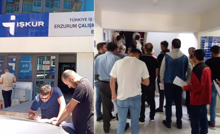 Erzurum’da iş kuyruğu: İlkokul mezunu da öğretmen adayı da işçi olmak için sıraya girdi